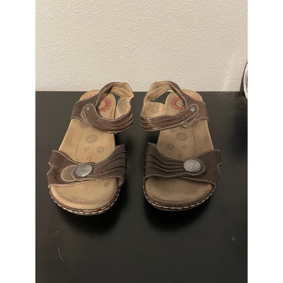 Taos Escape Sandals Womens Size 8 Brown Leather Slingback Comfort Strappy Boho - Picture 2 of 6